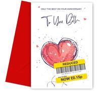 Carte d'anniversaire humoristique pour vous deux | Motif humoristique cœur rouge | Only the Best Wedding Anniversary Card for To You Both | Intérieur vierge | Fabriquée au Royaume-Uni