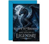 Carte d'anniversaire inspirante pour 16 ans, motif dragon épique