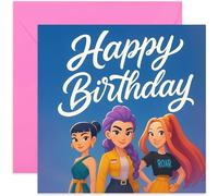 Carte d'anniversaire inspirée de K-Pop pour filles, filles, nièce, sœur, amie, meilleure amie - bande d'anniversaire pour fille, intérieur vierge avec enveloppe