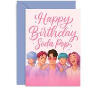 Carte d'anniversaire joyeuse K Pop pour filles et garçons, cadeau « Soda Pop », motif graphique de dessin animé, pour fille, nièce, petite-fille, intérieur vierge avec enveloppe