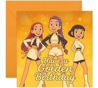 Carte d'anniversaire K-Pop dorée ludique pour petite-fille, fille, nièce, amie, cousine, cadeau « Have a Golden Birthday », motif dessin animé joyeux, pour ami ou famille, intérieur vierge avec