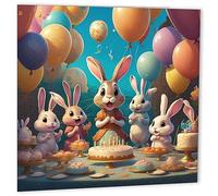 Carte d'anniversaire lapin mignon pour enfants 147 mm x 147 mm