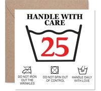 Carte d'anniversaire ludique 25 ans - Handle with Care Vibes - Motif audacieux 25 avec instructions d'entretien insolites - Carré de 145 mm, enveloppe incluse