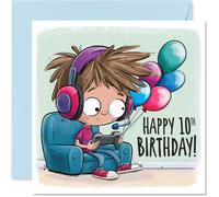 Carte d'anniversaire ludique pour 10e anniversaire Niveau jusqu'à 10 ans