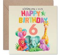 Carte d'anniversaire ludique pour 6ème anniversaire, fête de la jungle
