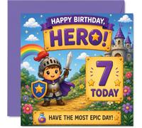 Carte d'anniversaire ludique pour 7e anniversaire, ambiance épique