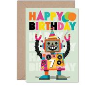 Carte d'anniversaire ludique pour 7e anniversaire, motif robots