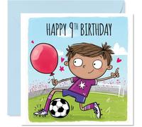 Carte d'anniversaire ludique pour 9e anniversaire, « Kick off a Brilliant