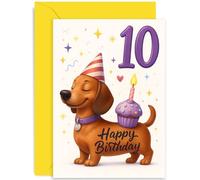 Carte d'anniversaire ludique pour fille ou garçon, cadeau « Happy Birthday », motif canin insolite, pour ami, meilleure sœur, frère, cousin, nièce, neveu, famille, 10 aujourd'hui, intérieur vierge