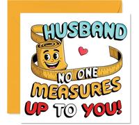 Carte d'anniversaire ludique pour mari - Personne ne mesure jusqu'à vous - Ruban à mesurer et motif cœur - Façon ludique de montrer son appréciation, anniversaire de mariage - Carré de 145 mm