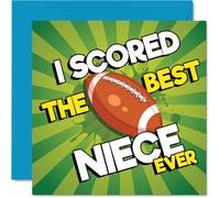 Carte d'anniversaire ludique pour nièce - Avec l'inscription « Winner with the Best Niece » - Motif de football aux couleurs vives - Carré de 145 mm, enveloppe incluse