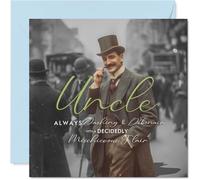 Carte d'anniversaire ludique pour oncle - Dapper Vibes for a Marvellous Uncle - Gentleman vintage avec flair espiègle, fête des pères - Carré de 145 mm, enveloppe incluse