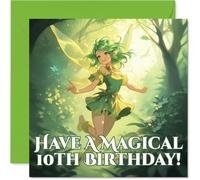 Carte d'anniversaire ludique - Sprinkle Some Magic - Fée joyeuse dans une scène luxuriante de forêt verte - Souhaits d'anniversaire fantaisistes pour un jour spécial - Carré de 145 mm, enveloppe