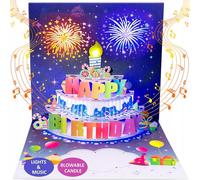 CARTE D'ANNIVERSAIRE LUMINEUSE Mélodie LED CAKE Magique