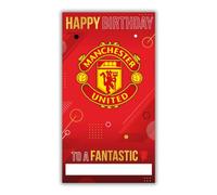 Carte d'anniversaire Manchester United Football Club avec autocollants pour personnaliser votre légende pour maman, papa, petit-fils, petit ami, carte d'anniversaire ouverte, rouge
