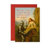 Carte d'anniversaire médiévale - « For Thee, A Rose » - Carte d'art vintage romantique pour elle, épouse, petite amie, fiancée, partenaire, conjointe, chérie, femme - Livré avec de jolis autocollants