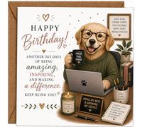 Carte d'anniversaire mignonne et amusante en forme de panda pour ami ou collègue - « Another Year Older, Wiser and More Awesome » - Carte de vœux de luxe style bureau