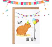 Carte d'anniversaire mignonne pour Capibara, carte de joyeux anniversaire pour Capibara | Carte de voeux en papier drôle - Cartes d'anniversaire pour les vacances, carte
