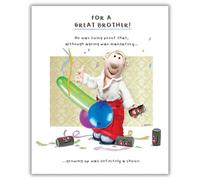 Carte d'anniversaire modèle famille frère avec ballons mal placés 15,2 x 17,8 cm