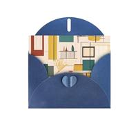 Carte d'anniversaire moderne du milieu du siècle avec enveloppe - Style haut de gamme, décorations uniques, vœux réconfortants