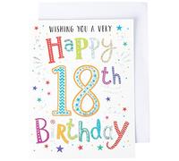 Carte d'anniversaire moderne pour 18e anniversaire - 20,3 x 15,2 cm - Regal Publishing, gris, doré, rose, vert, beige