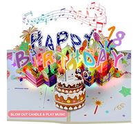 Carte d'anniversaire musicale 3D, lumière LED soufflable, cartes d'anniversaire pop-up 3D avec chiffres de 0 à 9, lumière LED soufflée et joue de la musique Happy Birthday pour enfants, hommes et