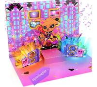 Carte d'anniversaire musicale avec lumières - Carte d'anniversaire pop-up amusante 3D punk ours joue de la musique d'anniversaire à bascule - Parfait pour filles, garçons, petites-filles, petits-fils,