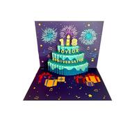 Carte d'anniversaire musicale pop-up 3D FRANCAIS - Avec enregistrement message, chiffres découpables, lumières, musique, et bougie à souffler