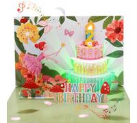 Carte d'anniversaire musicale pour 2e fille, carte d'anniversaire musicale pour petite-fille de 2 ans, nièce, bébé, enfant, fille, carte d'anniversaire pop-up 3D avec musique et lumière pour filles de