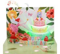Carte d'anniversaire musicale pour 9e fille, carte d'anniversaire musicale pour petite-fille de 9 ans, nièce, bébé, enfant, fille, carte d'anniversaire pop-up 3D avec musique et lumière pour filles de