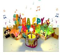 Carte d'anniversaire musicale pour enfants de 7 ans, carte pop-up 3D pour 7e anniversaire avec musique, lumières et bougie soufflante pour enfants de 7 ans, garçons, filles, petite-fille, fils