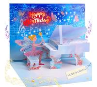 Carte d'anniversaire musicale pour filles, carte d'anniversaire pop-up 3D avec lumières, carte d'anniversaire pour filles, petite-fille, fille, Neice Kids (PIANO)