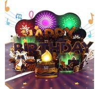Carte d'anniversaire, musique, feux d'artifice et bougie gonflable, carte d'anniversaire pop-up 3D, carte de vœux pour homme, femme, mari, femme, garçon, fille, enfant