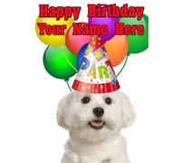 Carte d'anniversaire personnalisée avec chapeau de bichon - Format A5