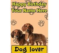 Carte d'anniversaire personnalisée pour amoureux des chiens - Format A5 - Motif teckel - PID1