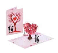 Carte d'anniversaire pop-up, 17,8 x 12,7 cm, carte de mariage en forme de cœur d'arbre d'amours 3D avec enveloppe et note, cadeau pour mariage, anniversaire, Saint-Valentin, fête des mères