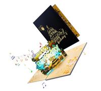 Carte d'anniversaire pop-up 3D avec lumière et musique faite à la main - Carte postale pliable avec enveloppe