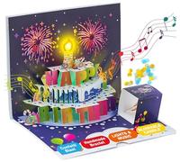 Carte d'anniversaire pop-up 3D avec lumières, bracelet fait main, feux d'artifice, musique et confettis (modèle 2)