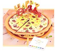 Carte d'anniversaire pop-up 3D avec motif pizza - Carte de vœux d'anniversaire amusante avec enveloppe et carte vierge - Carte d'anniversaire unique sur le thème alimentaire pour enfants, adolescents
