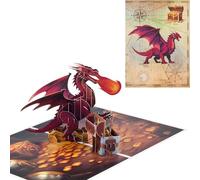 Carte d'anniversaire Pop-up,3D Carte Trésor et Dragon,Carte d'encouragement,Carte Aventure,Carte Dragon