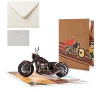 Carte d'Anniversaire Pop-Up 3D Moto pour Homme, Carte de Voeux Originale avec Enveloppe et Carte Note, Cadeau Fête des Pères, Anniversaire Garçon, Papier Découpé au Laser de Qualité Supérieure