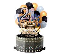 Carte d'anniversaire pop-up 3D pour 21e anniversaire avec note et enveloppe pour épouse, mari, mère, père, femme, homme, sœur, amis (21e anniversaire)