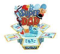 Carte d'anniversaire pop-up 3D pour beau-père, beau-père, grand-père, Bluey Tie avec enveloppe incluse