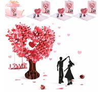 Carte d'anniversaire pop-up 3D pour la Saint-Valentin, avec arbre et cœurs (3)