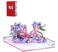 Carte d'anniversaire pop-up 3D unique - Belle carte de vœux pop-up 3D avec bicyclettes, fleurs et papillons pour cadeaux d'anniversaire, invitations