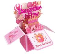Carte d'Anniversaire Pop-Up pour Belle-Fille, Ballons Colorés 3D et Feux d'Artifice Carte Vœux Pop-Up Joyeux Anniversaire avec Enveloppe Boîte Cadeau Créative et Décoration Fête Mère Beau-Père