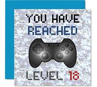 Stuff4 Carte d'anniversaire pour 18e joueur - You Have Reached Level 18 - Cartes d'anniversaire pour garçons adolescents jeux vidéo jeu vidéo fille fils adultes petit-fils petite-fille 145mm