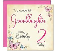 Carte d'anniversaire pour 2ème petite-fille - Belle carte d'anniversaire pour petite-fille de 2 ans, 2 ans