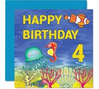 Carte d'anniversaire pour 4 ans - Carte d'anniversaire pour garçon et fille - Carte d'anniversaire pour garçon de 4 ans - Carte d'anniversaire pour lui elle