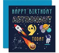 Carte d'anniversaire pour 9 ans pour garçon - Cosmos d'astronaute de l'espace - Carte d'anniversaire pour garçon et fille, neuf cartes d'anniversaire pour garçon, 145 mm x 145 mm Carte de vœux
